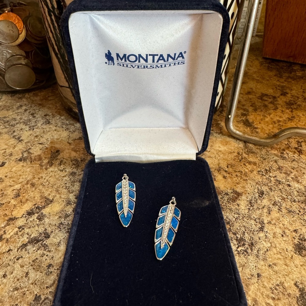 Montana Silversmiths Opal Feather Earrings